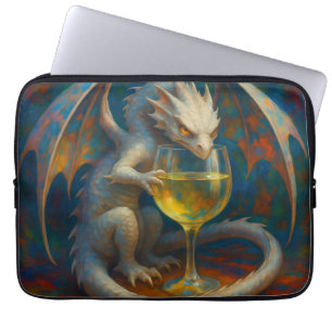 Cute Ivory Dragon & White Wine Fantasy Art Laptop Sleeve