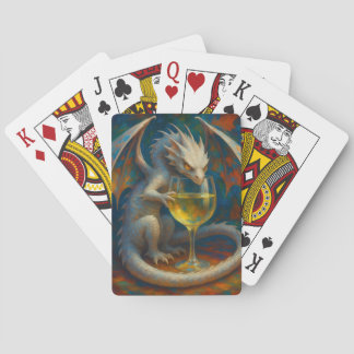 Cute Ivory Dragon & White Wine Fantasy Art Playing Cards