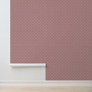 Cute Ivory White Polka Dots on Terracotta Pink Wallpaper