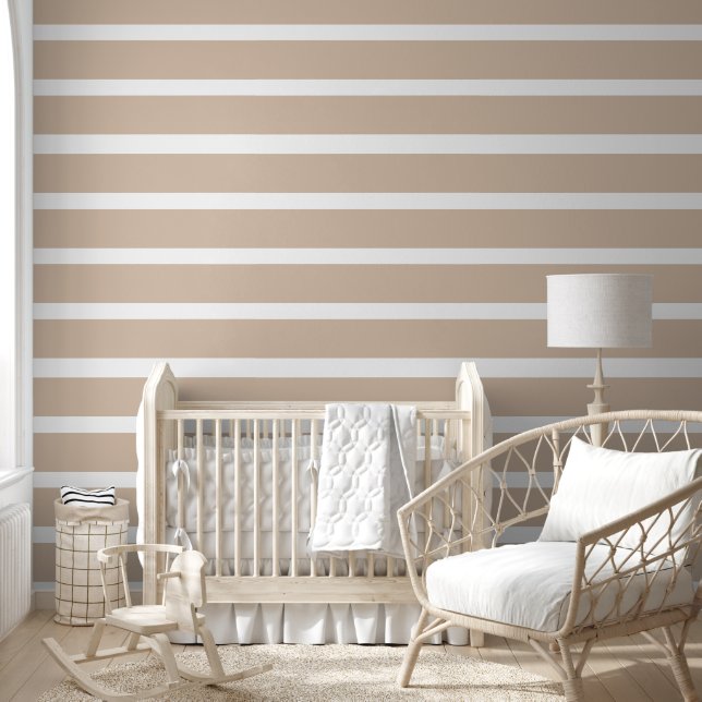 Cute ivory white stripes baby nursery wallpaper (Kids)
