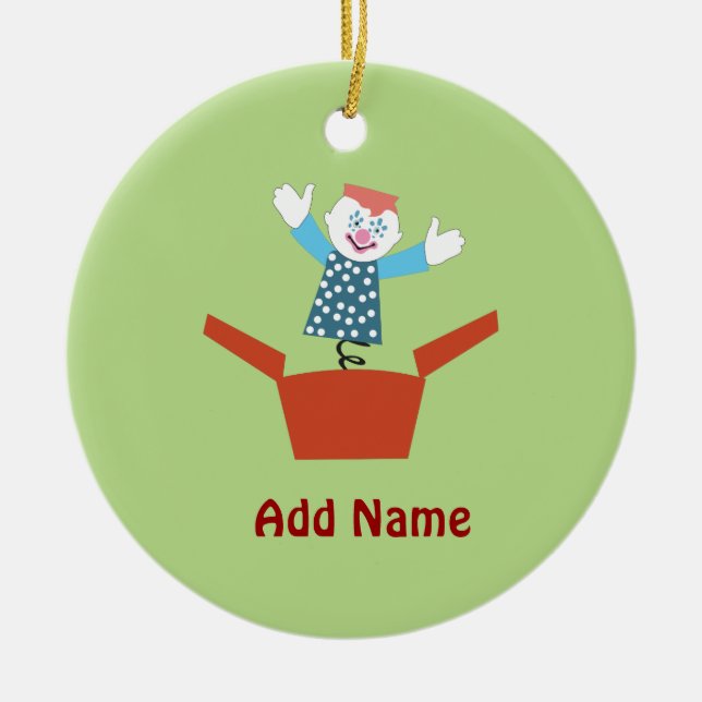 Cute Jack in the Box Ceramic Tree Decoration (Front)