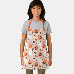 Cute Jack-O-Lantern & Ghost Pattern Apron