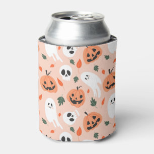 Cute Jack-O-Lantern & Ghost Pattern Can Cooler