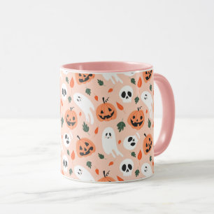 Cute Jack-O-Lantern & Ghost Pattern Mug