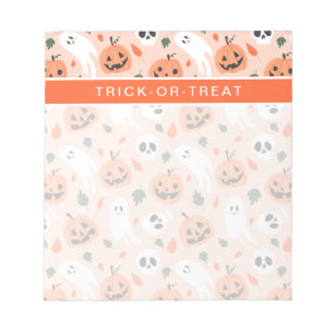 Cute Jack-O-Lantern & Ghost Pattern Notepad