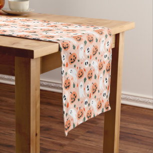 Cute Jack-O-Lantern & Ghost Pattern Short Table Runner