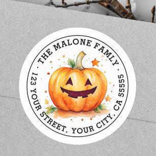 Cute Jack-o-lantern Halloween return address Classic Round Sticker