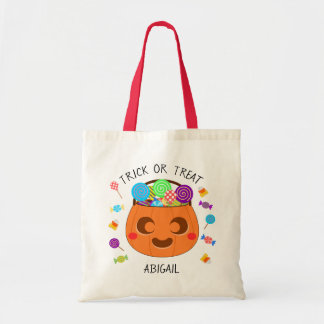 Cute Jack o Lantern Halloween Trick or Treat Pail Tote Bag