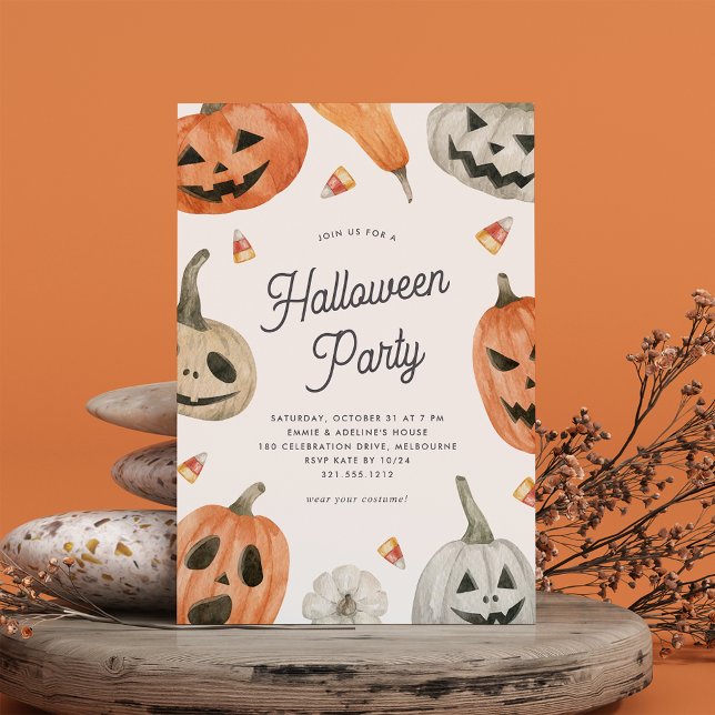 Cute Jack-o-Lantern Kids Halloween Party Invitation (Creator Uploaded)