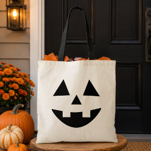 Cute Jack O Lantern Pumpkin Face Halloween Tote Bag