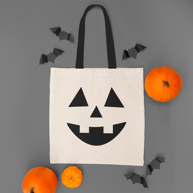 Cute Jack O Lantern Pumpkin Face Halloween Tote Bag (Creator Uploaded)