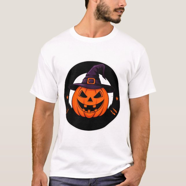 Cute Jack O Lantern Witch Pumpkin 🎃 T-Shirt (Front)