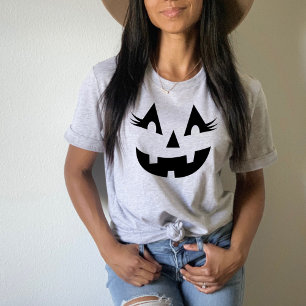 Cute Jack O Lantern with Lashes Black Halloween T-Shirt