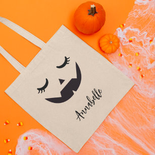 Cute Jack O'Lantern Face Halloween Trick or Treat Tote Bag