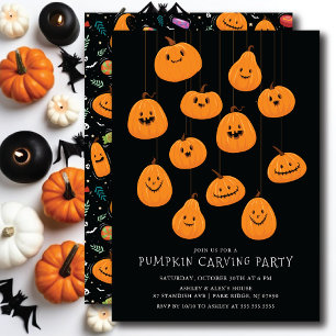 Cute Jack O'lantern Pumpkin Carving Halloween Invitation
