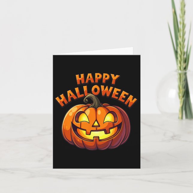 Cute Jack O'lantern Pumpkin Happy Halloween  Card (Front)