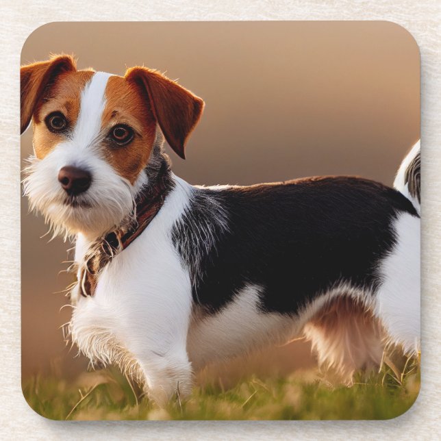 Cute Jack Russel Terrier Dog Photograph Coaster (Front)