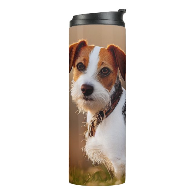 Cute Jack Russel Terrier Dog Photograph Thermal Tumbler (Rotated Left)