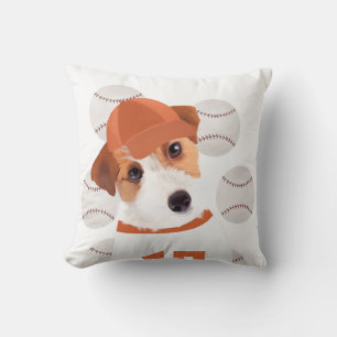 Cute Jack Russell Dog Baseball Jersey and Balls  Cushion