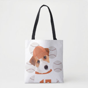 Cute Jack Russell Dog Baseball Jersey and Balls Tote Bag