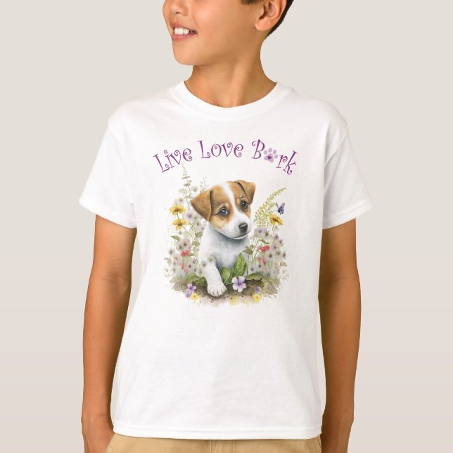 Cute Jack Russell Dog Floral T-Shirt (Front)