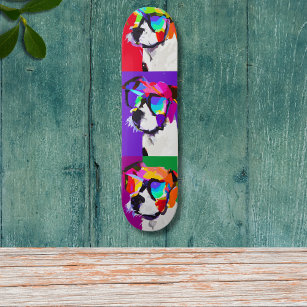 Cute Jack Russell portrait pop art style  Skateboard