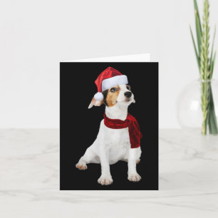 Cute Jack Russell Shirt Santa Hat Scarf Funny Chri Card