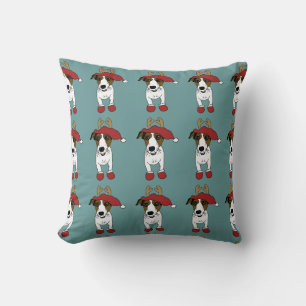 Cute Jack Russell Terrier Christmas Cushion