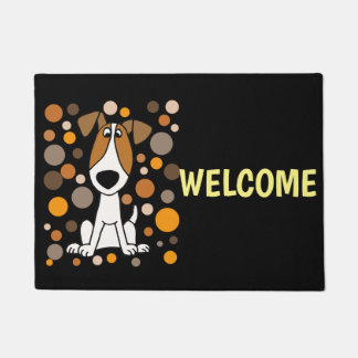 Cute Jack Russell Terrier Dog and Circles Art Doormat