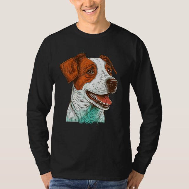 Cute Jack Russell Terrier Dog on Jack Russell Terr T-Shirt (Front)