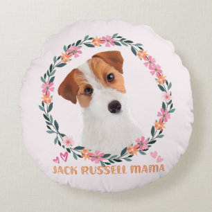 Cute Jack Russell Terrier - Jack Russell Mama Round Cushion