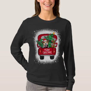 Cute Jack Russell Terrier Red Truck Merry Christma T-Shirt