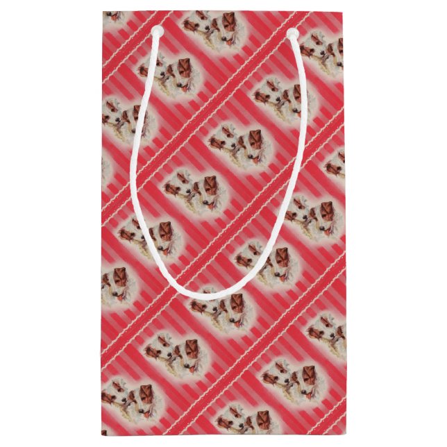 CUTE Jack Russell terriers illustration Small Gift Bag (Back)