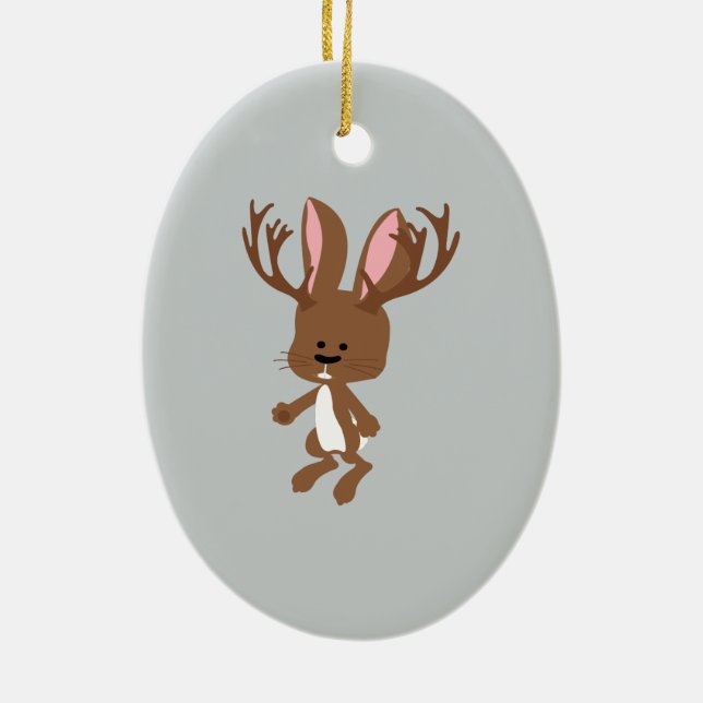 Cute Jackalope Ceramic Tree Decoration (Back)