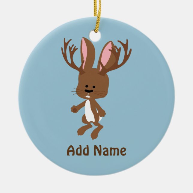 Cute Jackalope Ceramic Tree Decoration (Front)