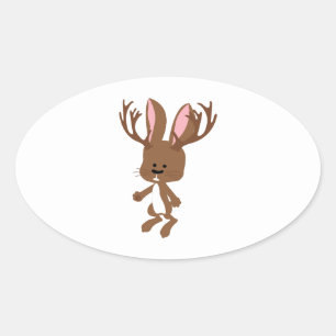 Cute Jackalope Oval Sticker
