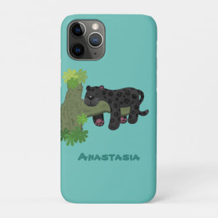 Cute jaguar black panther cat cartoon illustration Case-Mate iPhone case