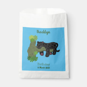 Cute jaguar black panther cat cartoon illustration favour bags