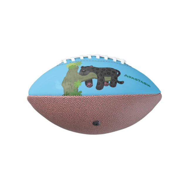Cute jaguar black panther cat cartoon illustration football (Rotated 270)