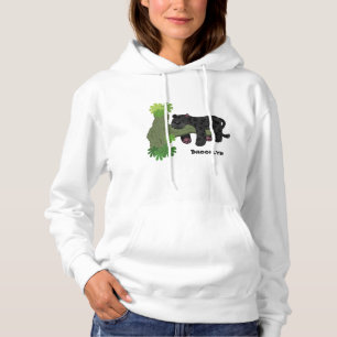 Cute jaguar black panther cat cartoon illustration hoodie