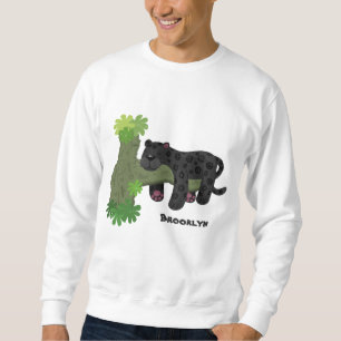 Cute jaguar black panther cat cartoon illustration sweatshirt