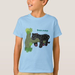 Cute jaguar black panther cat cartoon illustration T-Shirt