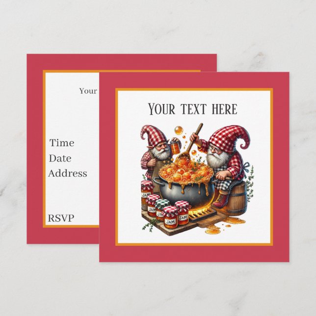Cute Jam making party gnome Invitation (Front/Back)