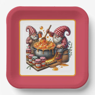 Cute Jam making party gnome Paper Plate