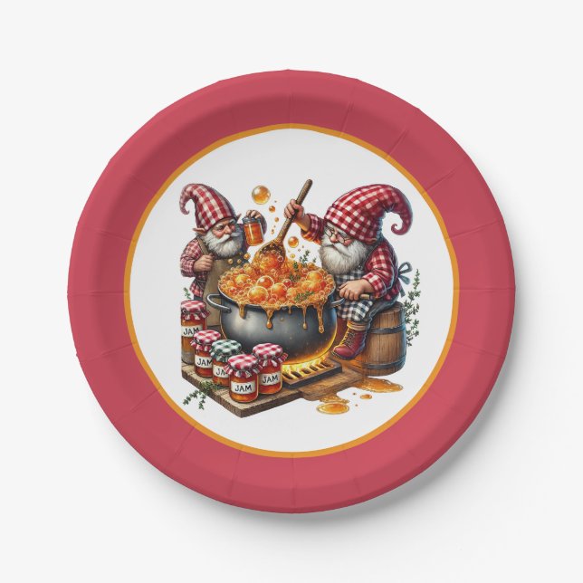 Cute Jam making party gnome Paper Plate (Front)