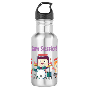 Cute jam session cartoon musician humour 532 ml water bottle