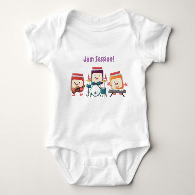 Cute jam session cartoon musician humour baby bodysuit (Front)