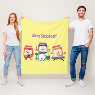 Cute jam session cartoon musician humour fleece blanket