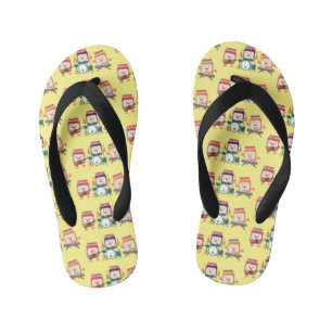 Cute jam session cartoon musician humour kid's jandals