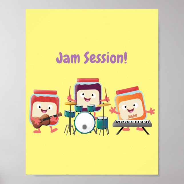 Cute jam session cartoon musician humour poster (Front)